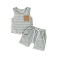 thumbnail image 1 of LMLYSoH Baby Kids Boys Shorts Set, Striped Tank Top with Elastic Waist Shorts Summer Outfit, 1 of 8