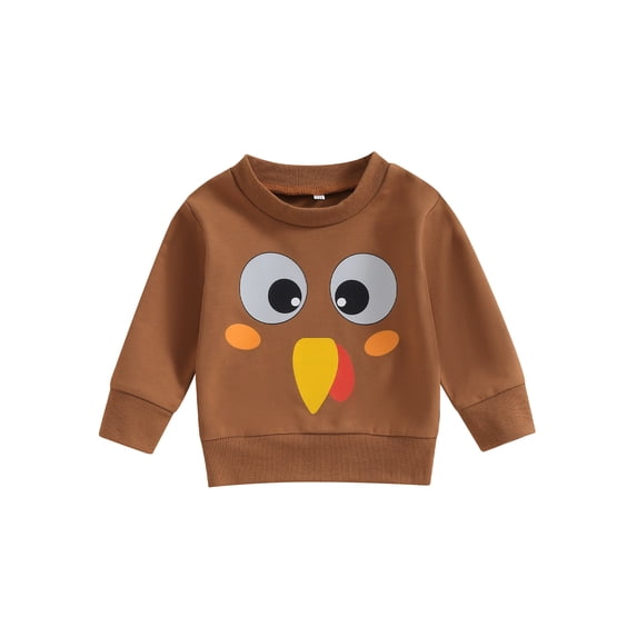 LMLYSoH Baby Sweatshirt, Long Sleeve Crew Neck Cartoon Turkey Print Hoodie Thanksgiving Clothes for Girls Boys