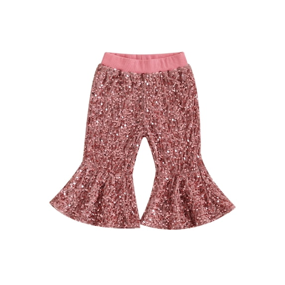 LMLYSoH Girls Spring Summer Sequins Pants Kids Elastic Waistband Sparkling Trousers for Party, School Shows