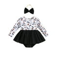 thumbnail image 1 of LMLYSoH Infant Baby Girls Halloween Romper Dress GhostBat Pattern Long Sleeve Jumpsuit + Bow Headband, 1 of 9