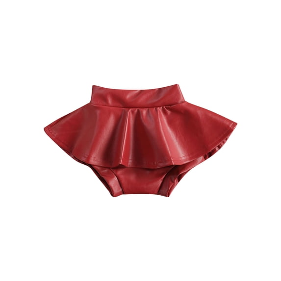 LMLYSoH Kids Culottes, Girls Solid Color Ruffled High Waist Pantskirt Short Pants for Summer, Rd/Golden/Black, 6 Months-4 Years