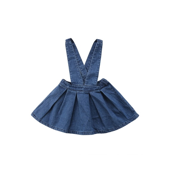 LMLYSoH Little Girls Suspender Skirt, Denim Solid Color Waist Elastic Band Wild Fashion Skirt, Baby Girls Overall Skirt