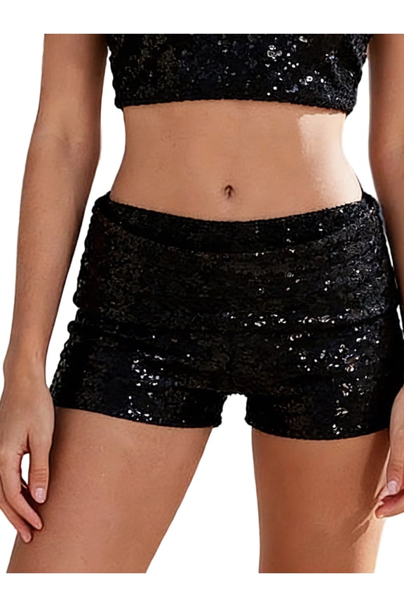 Mini Shorts for Women Low Rise Fashion Sequin Decor Summer Going Out Micro Shorts