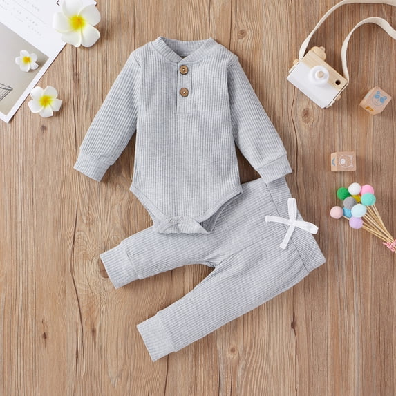 LMLYSoH Newborn Baby Girls/Boys Suit, Long Sleeve Clothes Striped Romper+Pants Set Infant Outfits