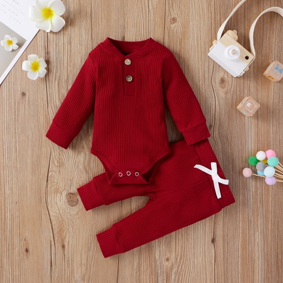 LMLYSoH Newborn Baby Girls/Boys Suit, Long Sleeve Clothes Striped Romper+Pants Set Infant Outfits