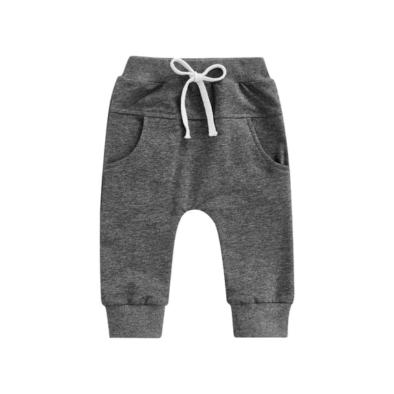 LMLYSoH Newborn Boys Girls Trousers, Elastic Waist Adjustable Drawstring Plain Leisure Style Loose Fit Long Pants