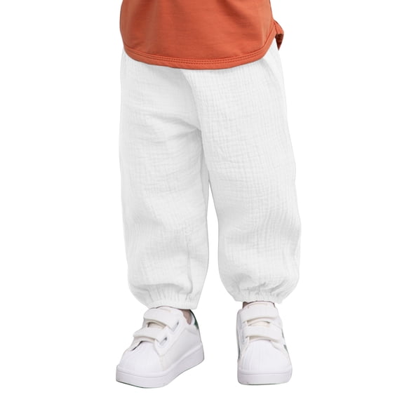 LMLYSoH Toddler Boy Girl Long Pants Loose Harem Wrinkled Cotton and Linen Trousers Simple Bloomers
