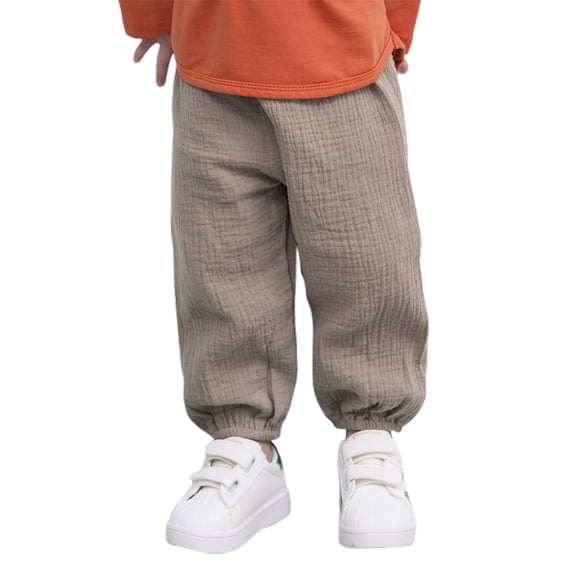 LMLYSoH Toddler Boy Girl Long Pants Loose Harem Wrinkled Cotton and Linen Trousers Simple Bloomers