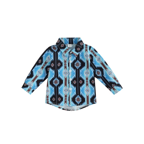 LMLYSoH Toddler Boys Casual Button Shirt Long Sleeve Lapel Pattern Print T-shirt Tops for Spring Autumn