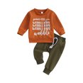 thumbnail image 1 of LMLYSoH Toddler Boys Thanksgiving Outfits Letter Print Long Sleeve Sweatshirts and Solid Color Long Pants 2Pcs Fall Clothes Set, 1 of 9