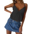 thumbnail image 1 of LMLYSoH Women Basic Ruched Camisole Solid Color Ruffle V Neck Sleeveless Crop Tops for Streetwear Clubwear Summer Shirt, 1 of 6