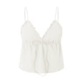 thumbnail image 1 of LMLYSoH Women Basic Ruched Camisole Solid Color Ruffle V Neck Sleeveless Crop Tops for Streetwear Clubwear Summer Shirt, 1 of 10