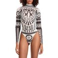 thumbnail image 1 of LMLYSoH Women Bodysuit, Long Sleeve Printed Mock Neck Triangle Bottom Romper, Wild Fashion Bodycon Jumpsuit, 1 of 8