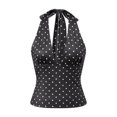 thumbnail image 1 of LMLYSoH Women Halter Top, Sleeveless Tops Backless Dots Print Slim Summer Vest for Club Party, 1 of 9