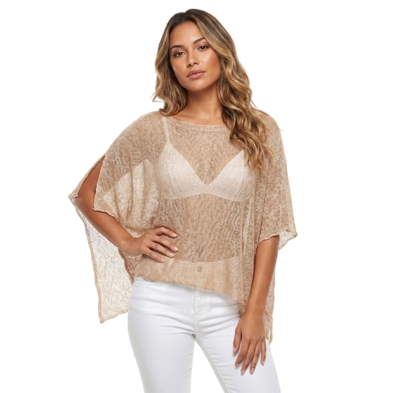 LMLYSoH Women Knit Poncho Loose Solid Boat Neck Asymmetrical Coverup Tops Casual Shrug Sweaters