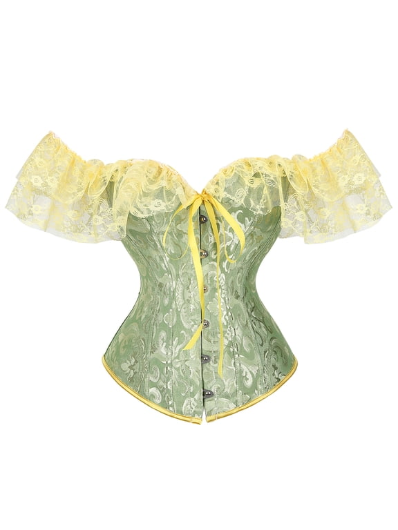 Women Lace Corset, Waist Shaping Slim Fishbone Bandage Drawstrings Sexy Floral Wedding Party Belt