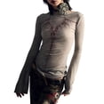 thumbnail image 1 of LMLYSoH Women Long Sleeve T-Shirts Fashion Print Round Neck Shirts Spring Fall Slim Fit Casual Tops Streetwear, 1 of 6