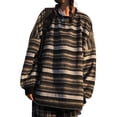 thumbnail image 1 of LMLYSoH Women Loose Striped Sweater, Adults Casual Long Sleeve Round Neck Pullover with Pocket, 1 of 9