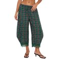 thumbnail image 1 of LMLYSoH Women Retro Plaid Pants with Lace Trim Drawstring Lantern Leg Cropped Pants, 1 of 9