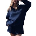 thumbnail image 1 of LMLYSoH Women Shorts Set, Long Sleeve Stand Collar Zipped Sweatshirt with Shorts Activewear Fall Outfit, 1 of 5