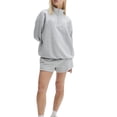 thumbnail image 1 of LMLYSoH Women Shorts Set, Long Sleeve Stand Collar Zipped Sweatshirt with Shorts Activewear Fall Outfit, 1 of 5