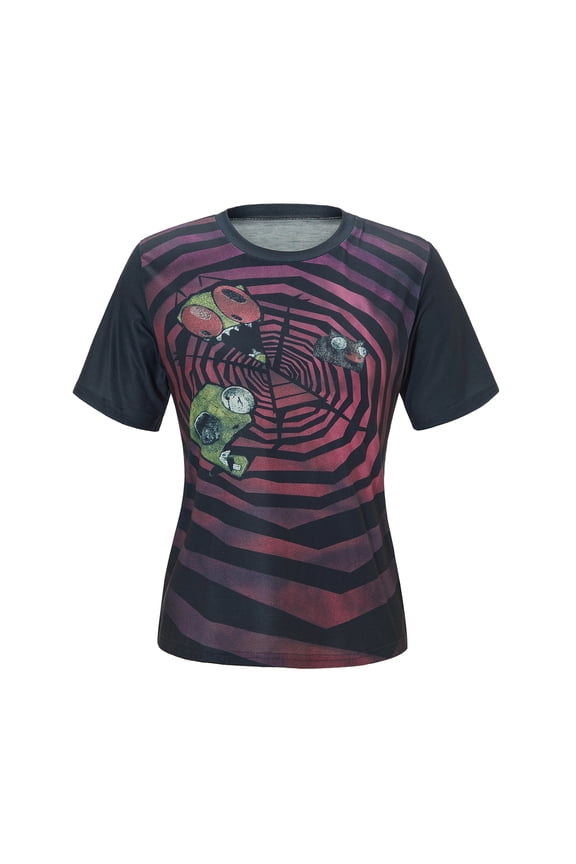 Women Summer Basic T-Shirt Casual Vintage Graphic Print Short Sleeve Tops for Streetwear Aesthetic Grunge Clothes