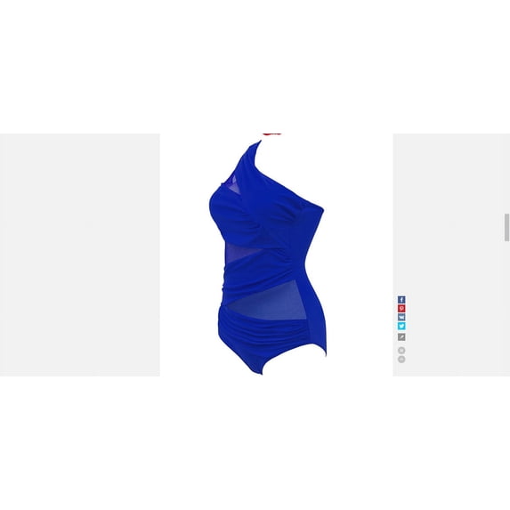 LMLYSoH Women Summer Bathing Suit, One-Piece Solid Color Sleeveless Padded Bikini, Mesh One Shoulder Off Wire Free Swimming Suit