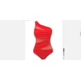 thumbnail image 1 of LMLYSoH Women Summer Bathing Suit, One-Piece Solid Color Sleeveless Padded Bikini, Mesh One Shoulder Off Wire Free Swimming Suit, 1 of 6