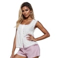 thumbnail image 1 of LMLYSoH Women Tank Top, Sleeveless Tops Square Neck Lace Trim Button Closure Summer Streetwear, 1 of 9