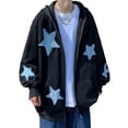 thumbnail image 1 of LMLYSoH Women Zip Hoodies Star Pattern Casual Long Sleeve Sweatshirt Jacket with Pocket for Autumn Streetwear, 1 of 4
