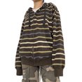 thumbnail image 1 of LMLYSoH Women Zip Up Drawstring Hoodie Casual Striped Long Sleeve Sweatshirt Jacket Autumn Streetwear, 1 of 5