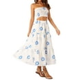 thumbnail image 1 of LMLYSoH Women's 2 Piece Skirt Outfits Off Shoulder Pattern Print Bandeau Long Flowy Skirt Set, 1 of 9