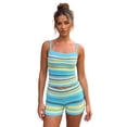 thumbnail image 1 of LMLYSoH Women's 2 Pieces Summer Outfit Sleeveless Spaghetti Strap Knit Camisole Striped Print Vest Tops and Matching Shorts Set, 1 of 9