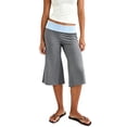 thumbnail image 1 of LMLYSoH Women's Capri Pants Fold Over Waistband Low Rise Contrast Color Wide Leg Cropped Lounge Trousers, 1 of 8
