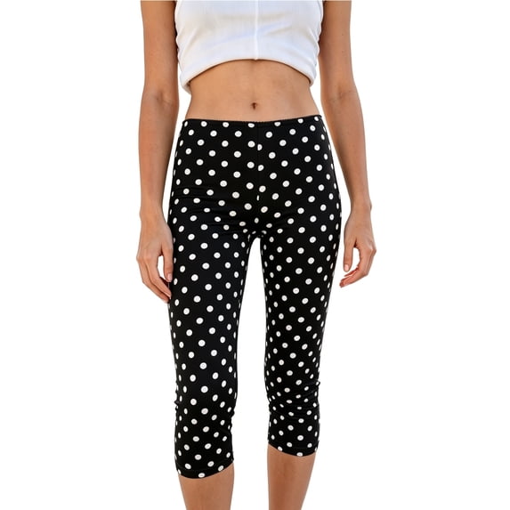 LMLYSoH Women’s Capri Pants Leggings Dots Print/Solid Color Low Waist Cropped Pants