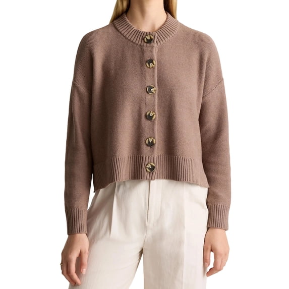 LMLYSoH Women's Crew Neck Knit Cardigan Basic Long Sleeve Solid Color Button Down Sweater Outwear