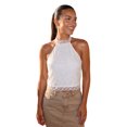 thumbnail image 1 of LMLYSoH Women's Halter Neck Lace Tops Sleeveless Open Back Slim Fit Tank Tops Summer Shirts, 1 of 9