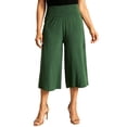 thumbnail image 1 of LMLYSoH Women’s High Rise Capri Pants Elastic Waist Solid Color Loose Fit Cropped Pants Trousers, 1 of 8