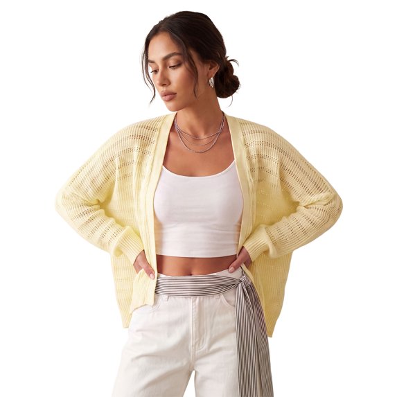 LMLYSoH Women's Knit Cardigan Solid Color Long Sleeve Open Front Sweater