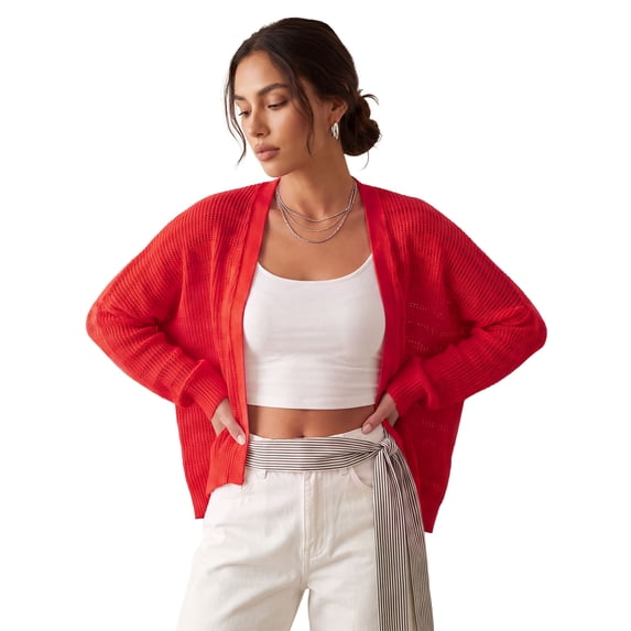 LMLYSoH Women's Knit Cardigan Solid Color Long Sleeve Open Front Sweater