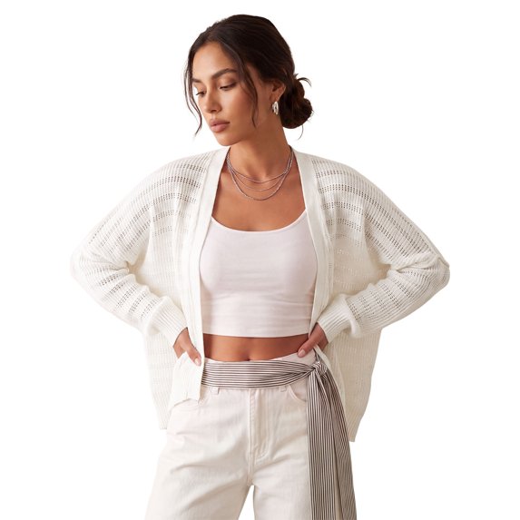 LMLYSoH Women's Knit Cardigan Solid Color Long Sleeve Open Front Sweater