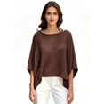 thumbnail image 1 of LMLYSoH Women's Mesh Knit Poncho Tops Fashion Solid Color Batwing Sleeve Boat Neck Cover Ups for Summer Daily Wear, 1 of 9