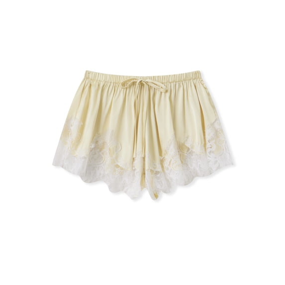 LMLYSoH Women's Mini Shorts Lace Patchwork Drawstring Elastic Waist Casual Summer Loose Lounge Shorts