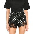 thumbnail image 1 of LMLYSoH Women's Mini Shorts Lace Patchwork Drawstring Elastic Waist Casual Summer Lounge Shorts, 1 of 9