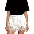 thumbnail image 1 of LMLYSoH Women's Mini Shorts Lace Patchwork Drawstring Elastic Waist Casual Summer Lounge Shorts, 1 of 9