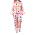 thumbnail image 1 of LMLYSoH Women's Plus Size Pajama Sets Fashionable Christmas Tree Printed Long Sleeve Button Down Tops with Pants 2Pcs Soft Sleepwear, 1 of 9