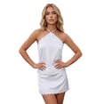 thumbnail image 1 of LMLYSoH Women's Satin Skirt Outfits Sleeveless Halter Neck Lace Trim Tank Tops Mini A-line Skirt Set, 1 of 9
