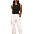 thumbnail image 1 of LMLYSoH Women's Solid Color Tank Tops, Fashion Sleeveless Round Neck Ruffle Hem Smocked Tops, 1 of 9