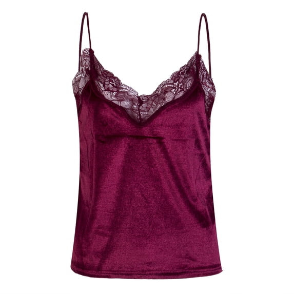 LMLYSoH Women' s Spaghetti Strap Camisole Sleeveless Lace Trim V Neck Tank Top Strappy Tops