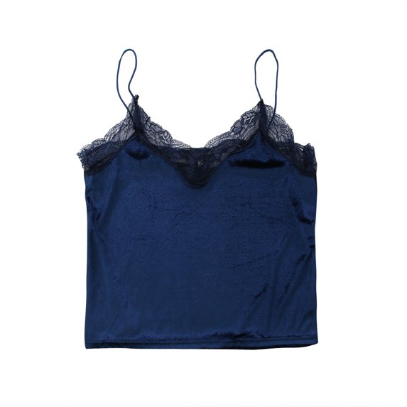 LMLYSoH Women' s Spaghetti Strap Camisole Sleeveless Lace Trim V Neck Tank Top Strappy Tops